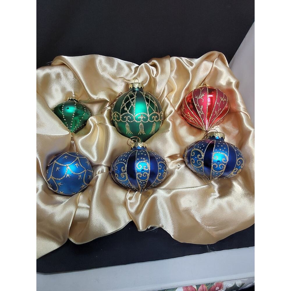 Mercury Glass Ornaments Swarovski Crystals 6 Christmas by Brass key Lumiere